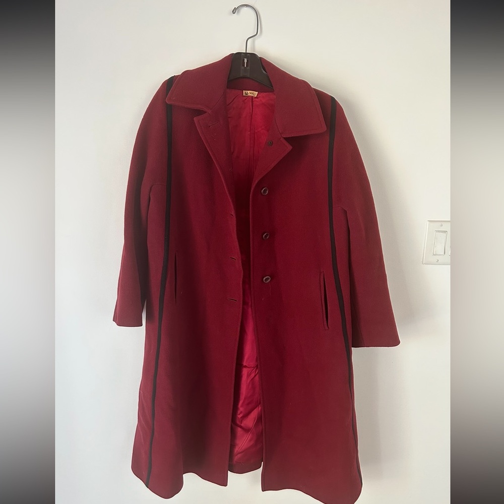 Vintage 100% Wool Mallia Red Fall Coat